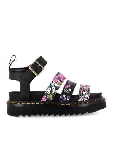 BLAIRE 3 STRAP SANDAL - VINTAGE FLORAL PRINT HYDRO & BLACK HYDRO