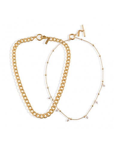 COLOMBINA NECKLACE SET - MATTE GOLD/PEARL