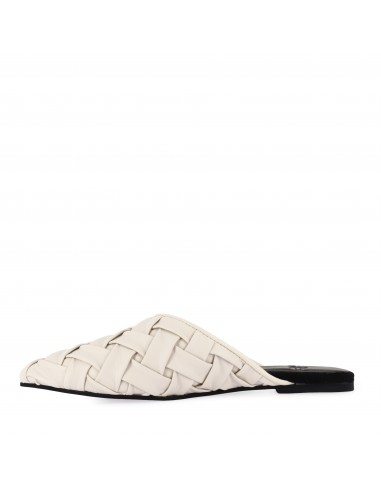 POINTED MULE SOFT - WOVEN WHITE LEATHER