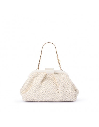 MINKI GATHERED WOVEN CLUTCH - WHITE