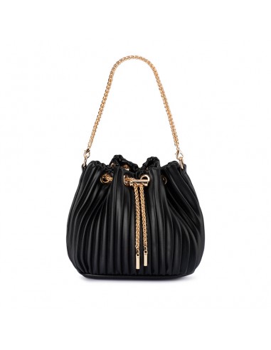 REMI PLEATED DRAWSTRING BAG - BLACK