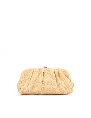 QUEENIE GATHERED WOVEN CLUTCH - NATURAL