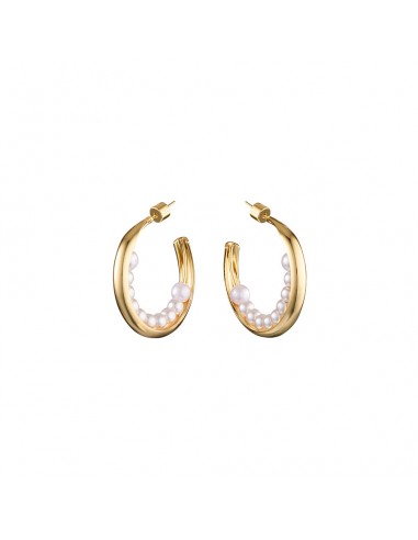 LUNA PEARL HOOPS - GOLD